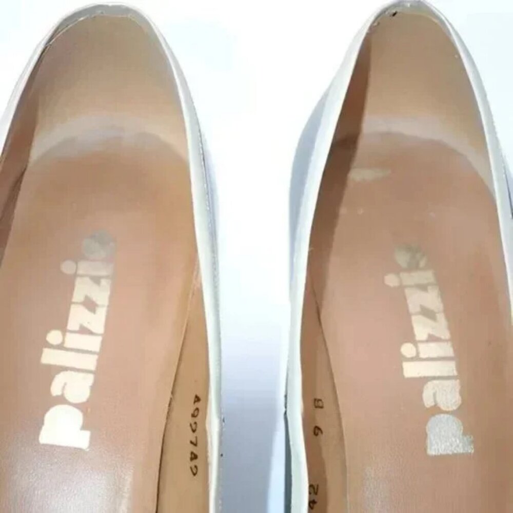 Palizzio Black Spanish Patent Leather Ivory Bow Minimalist Classic Pumps Heels 9 - Picture 13 of 13